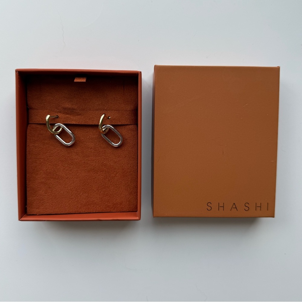 SHASHI Gemini Drop Earring in Gold & Silver NWOT